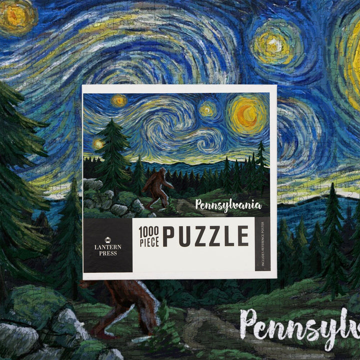 Pennsylvania, Starry Night, Bigfoot, Jigsaw Puzzle Puzzle Lantern Press 