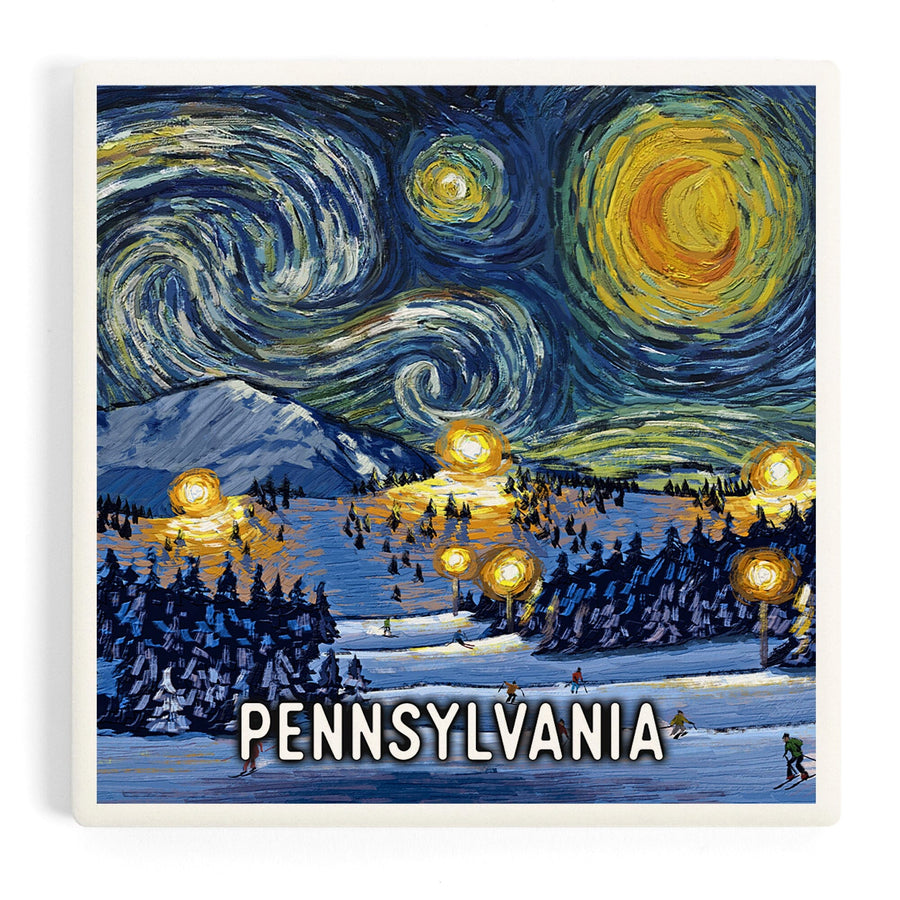 Pennsylvania, Starry Night, Ski, Coasters Coasters Lantern Press 