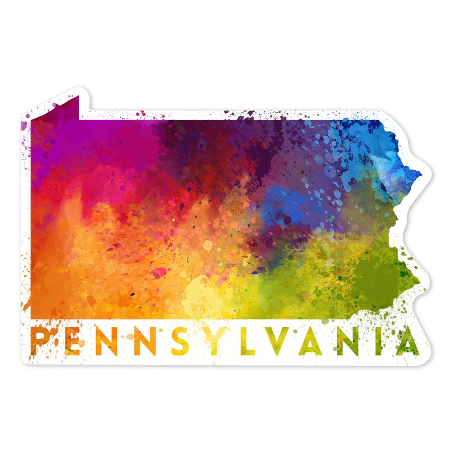 Pennsylvania, State Abstract Watercolor, Contour, Lantern Press Artwork, Vinyl Sticker Sticker Lantern Press 