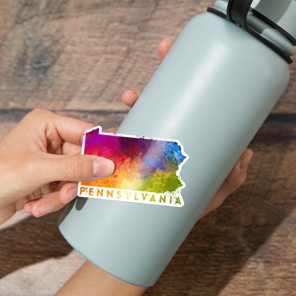 Pennsylvania, State Abstract Watercolor, Contour, Lantern Press Artwork, Vinyl Sticker Sticker Lantern Press 