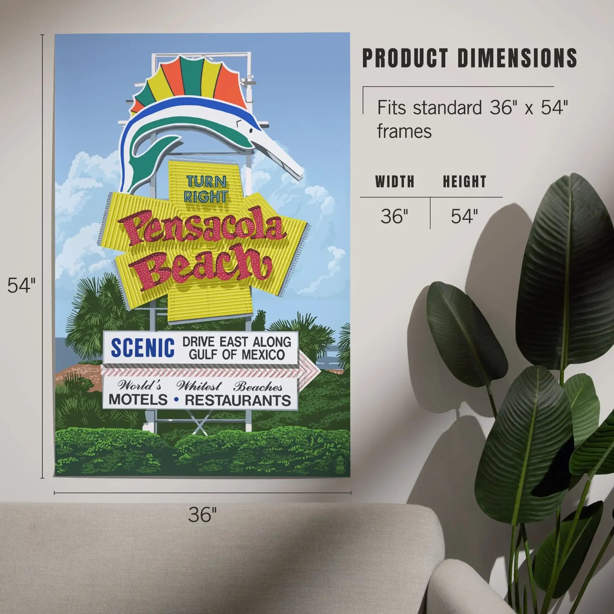 Pensacola Beach, Florida, Sign art prints, metal signs – Lantern Press