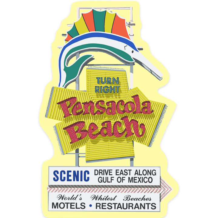 Pensacola Beach, Florida, Sign, Contour, Vinyl Sticker Sticker Lantern Press 