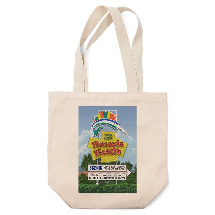 Pensacola Beach, Florida, Sign, Lantern Press Artwork, Tote Bag Totes Lantern Press 