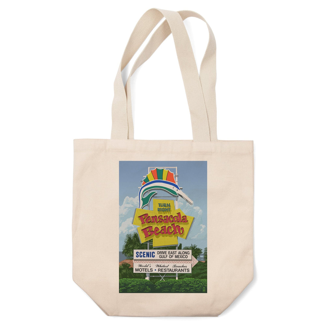 Pensacola Beach, Florida, Sign, Tote Bag Totes Lantern Press 