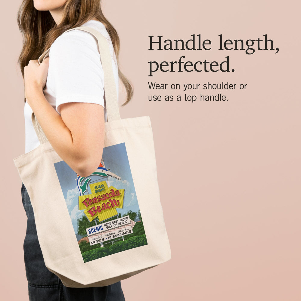 Pensacola Beach, Florida, Sign, Tote Bag Totes Lantern Press 