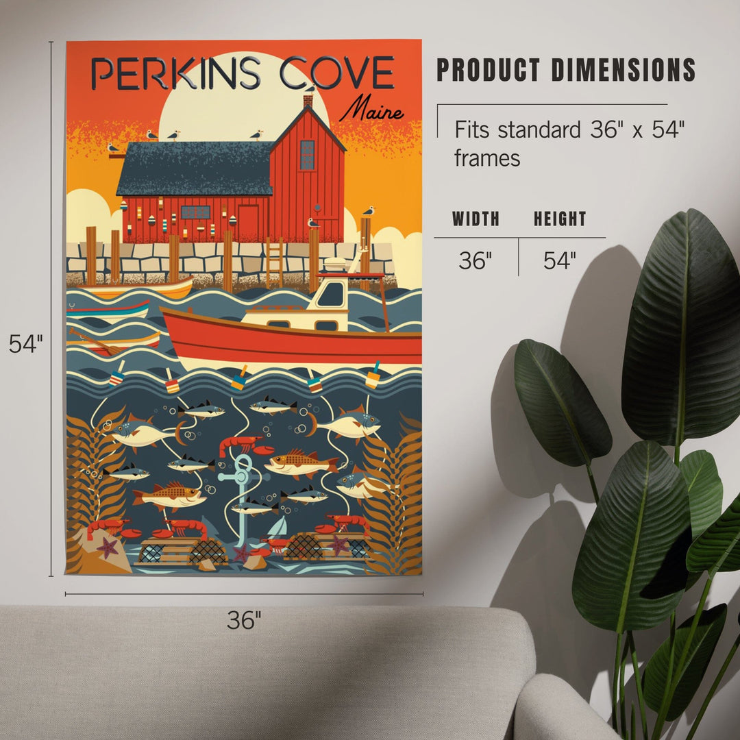 Perkins Cove, Maine, Nautical Geometric, Art & Giclee Prints Art Lantern Press 