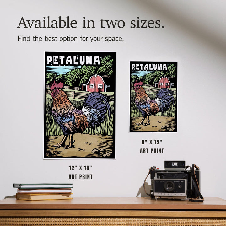 Petaluma, California, Rooster, Scratchboard, Art & Giclee Prints Art Lantern Press 