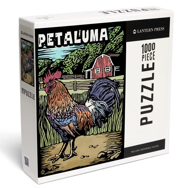 Petaluma, California, Rooster, Scratchboard, Jigsaw Puzzle Puzzle Lantern Press 