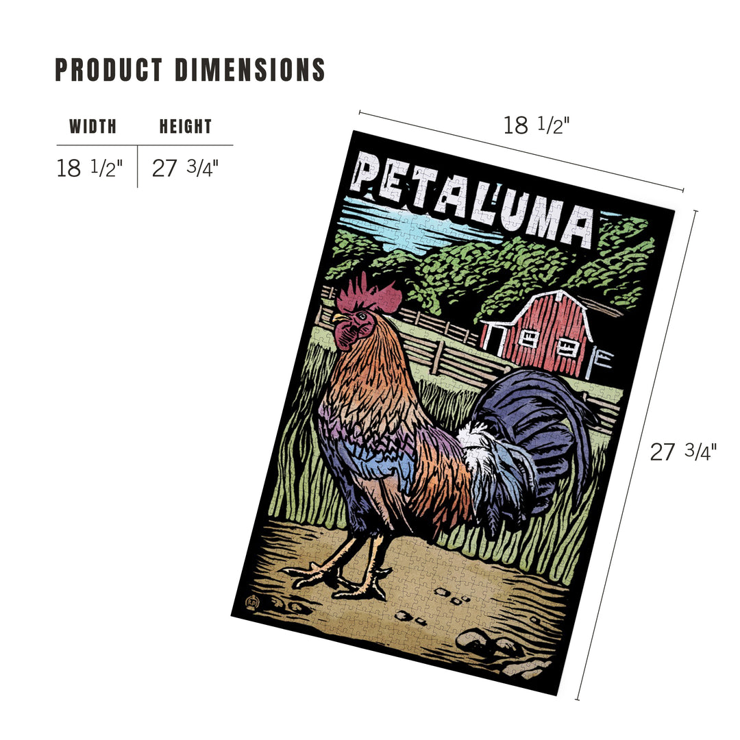 Petaluma, California, Rooster, Scratchboard, Jigsaw Puzzle Puzzle Lantern Press 