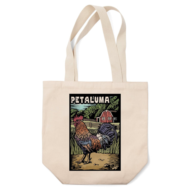Petaluma, California, Rooster, Scratchboard, Tote Bag Totes Lantern Press 