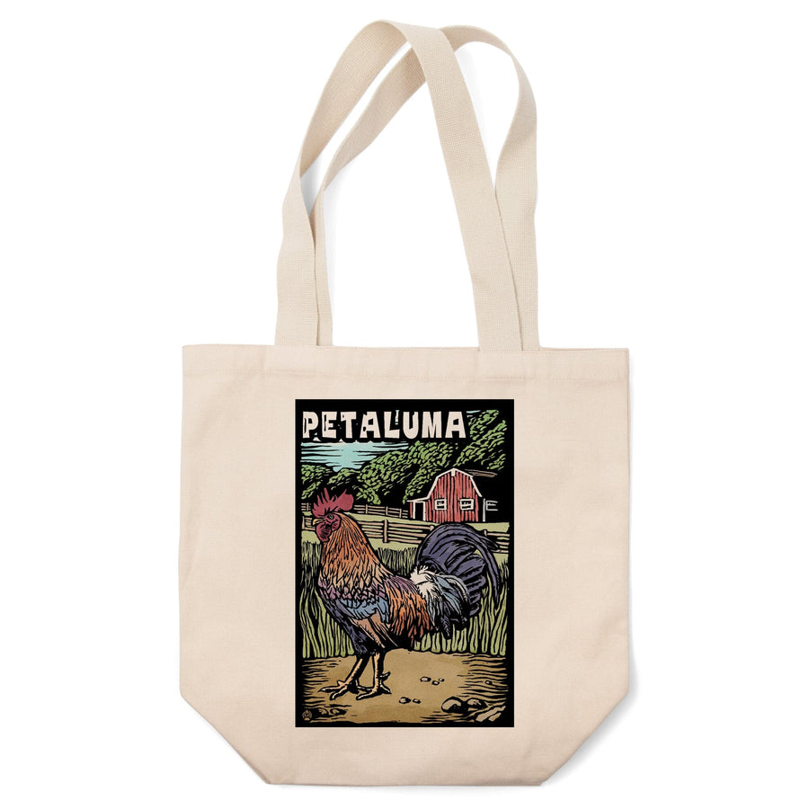 Petaluma, California, Rooster, Scratchboard, Tote Bag Totes Lantern Press 