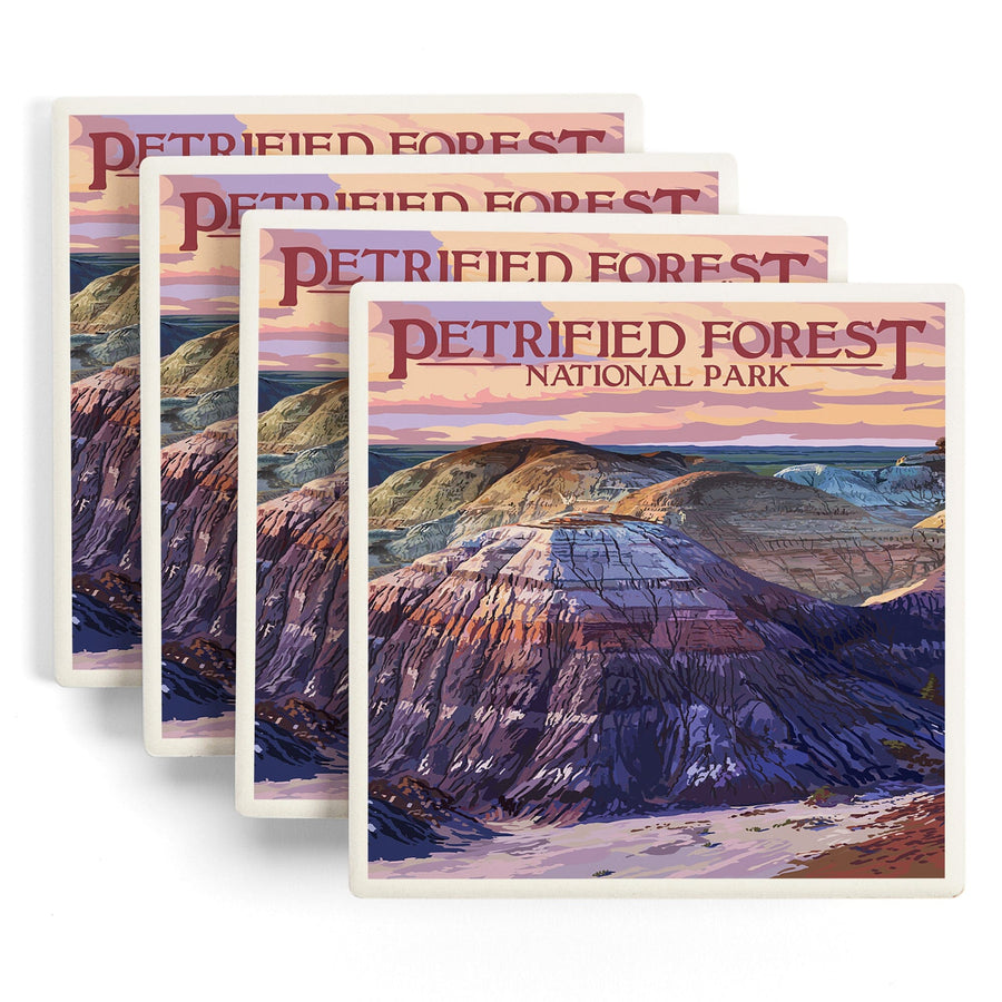 Petrified Forest National Park, Arizona, Chinle Formation, Lantern Press Artwork, Coaster Set Coasters Lantern Press 