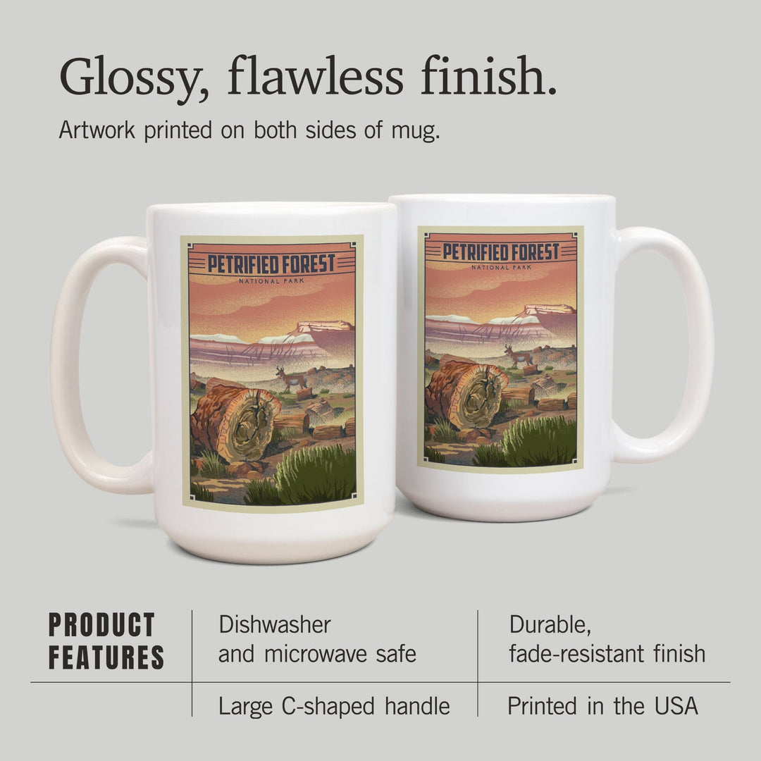 Petrified Forest National Park, Arizona, Lithograph National Park Series, Lantern Press Artwork, Ceramic Mug Mugs Lantern Press 