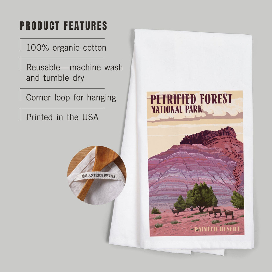 Petrified Forest National Park, Arizona, Painted Desert, Organic Cotton Kitchen Tea Towels Kitchen Lantern Press 