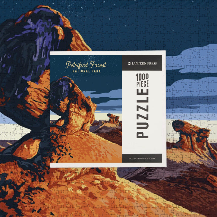 Petrified Forest National Park, Arizona, Painterly, Night Sky, Jigsaw Puzzle Puzzle Lantern Press 