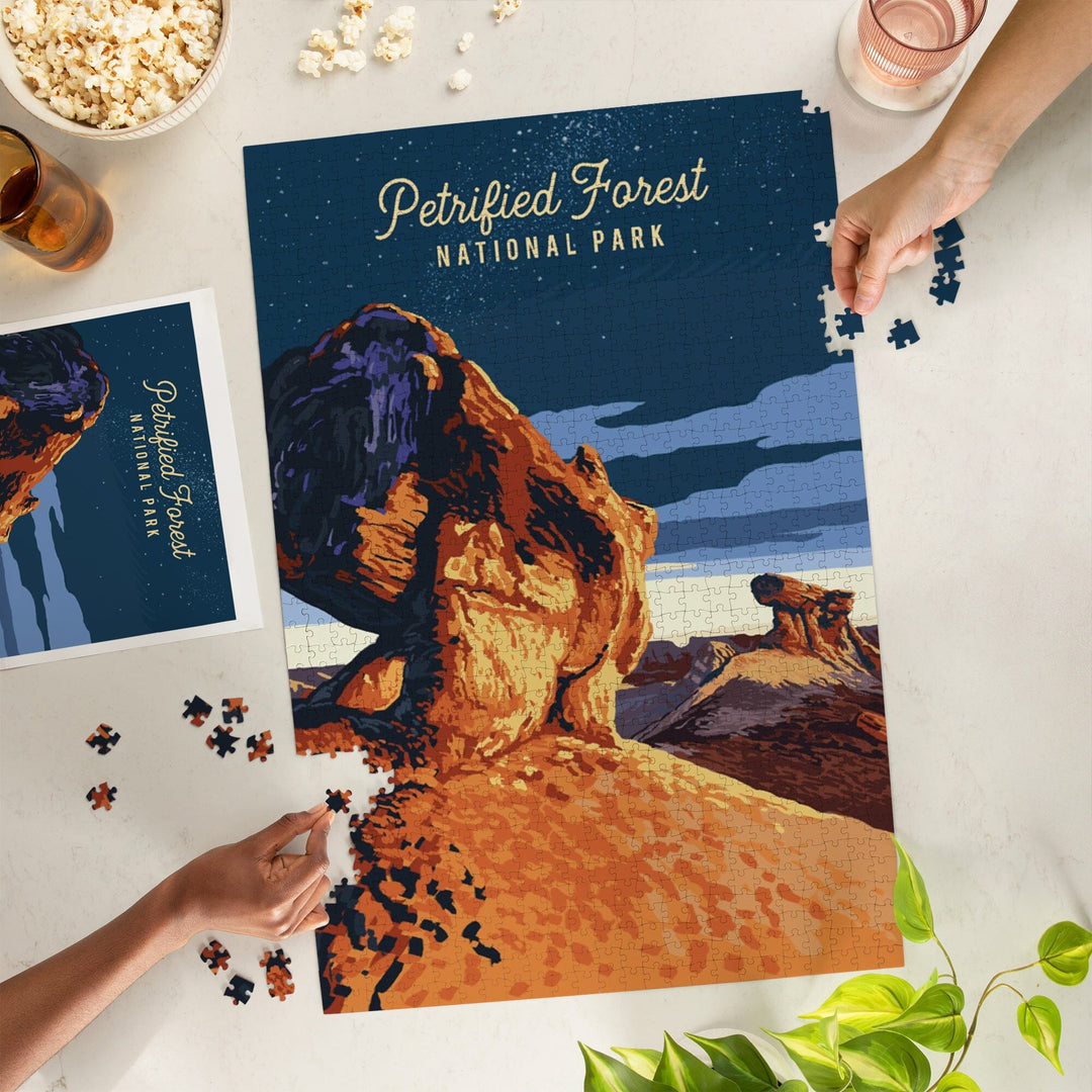 Petrified Forest National Park, Arizona, Painterly, Night Sky, Jigsaw Puzzle Puzzle Lantern Press 