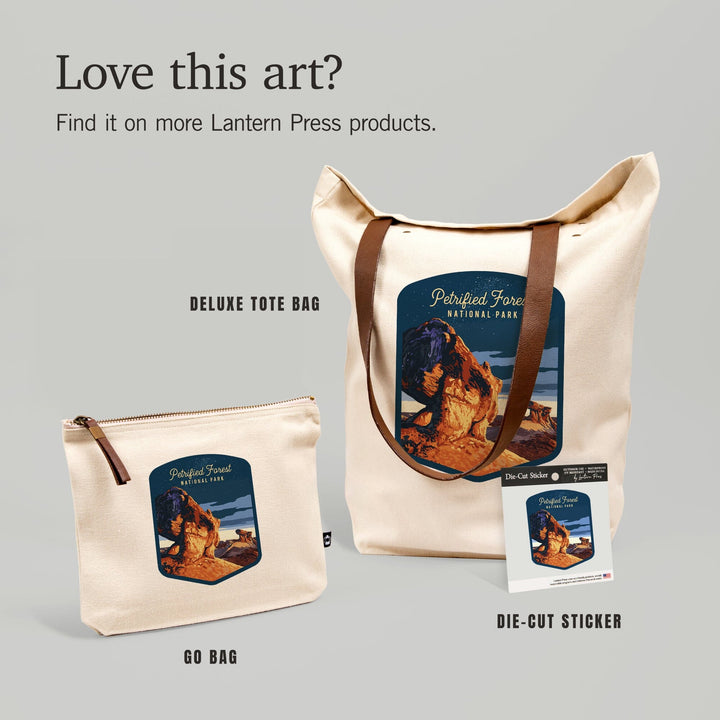 Petrified Forest National Park, Arizona, Painterly, Night Sky,, Organic Cotton Zipper Pouch, Go Bag Go Bag Lantern Press 