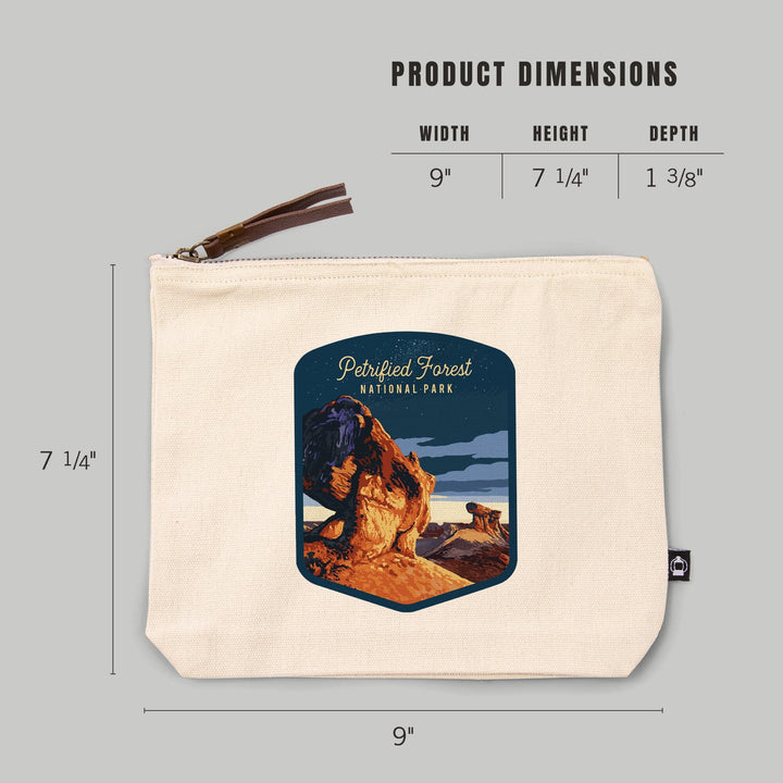 Petrified Forest National Park, Arizona, Painterly, Night Sky,, Organic Cotton Zipper Pouch, Go Bag Go Bag Lantern Press 