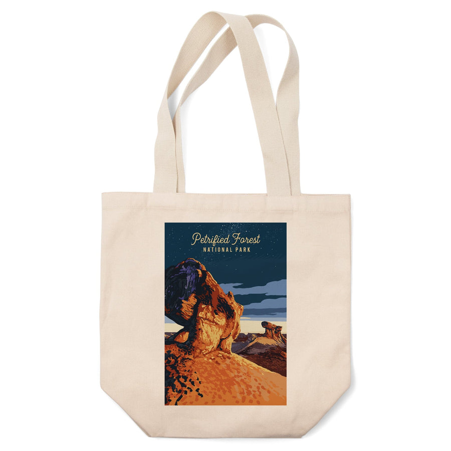 Petrified Forest National Park, Arizona, Painterly, Night Sky, Tote Bag Totes Lantern Press 