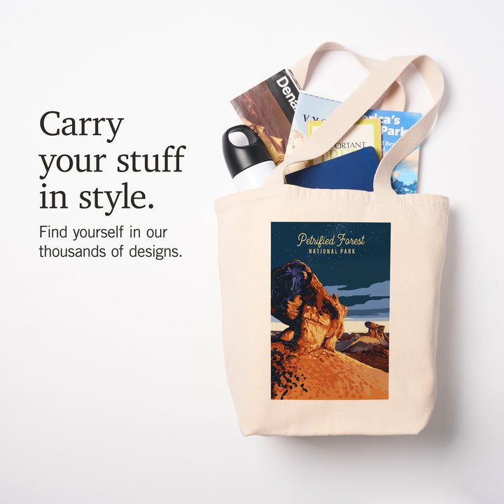 Petrified Forest National Park, Arizona, Painterly, Night Sky, Tote Bag Totes Lantern Press 