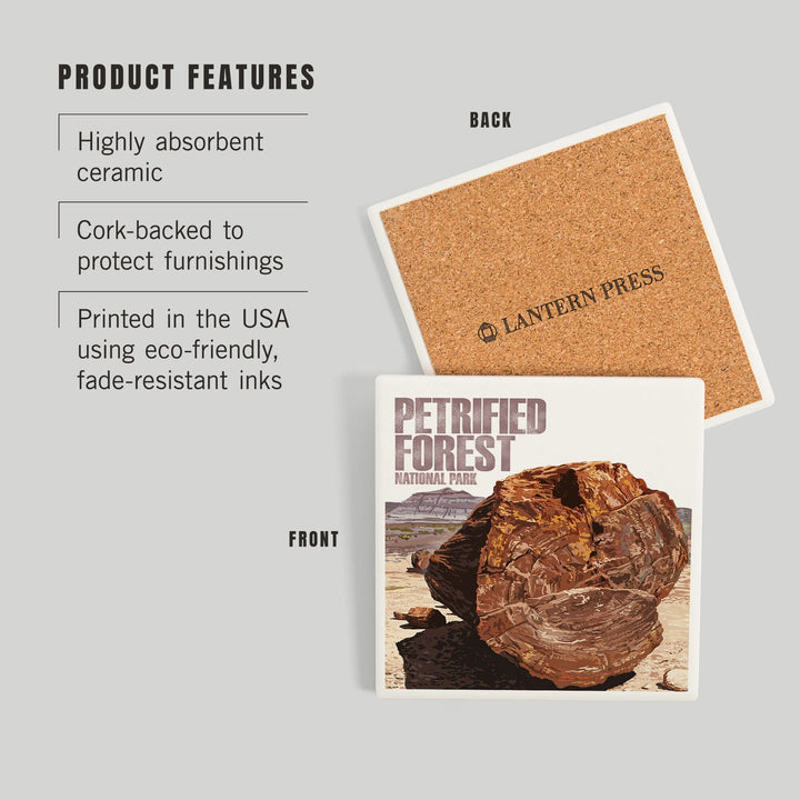 Petrified Forest National Park, Arizona, Petrified Wood Close Up, Coasters Coasters Lantern Press 