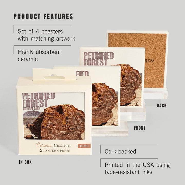 Petrified Forest National Park, Arizona, Petrified Wood Close Up, Coasters Coasters Lantern Press 