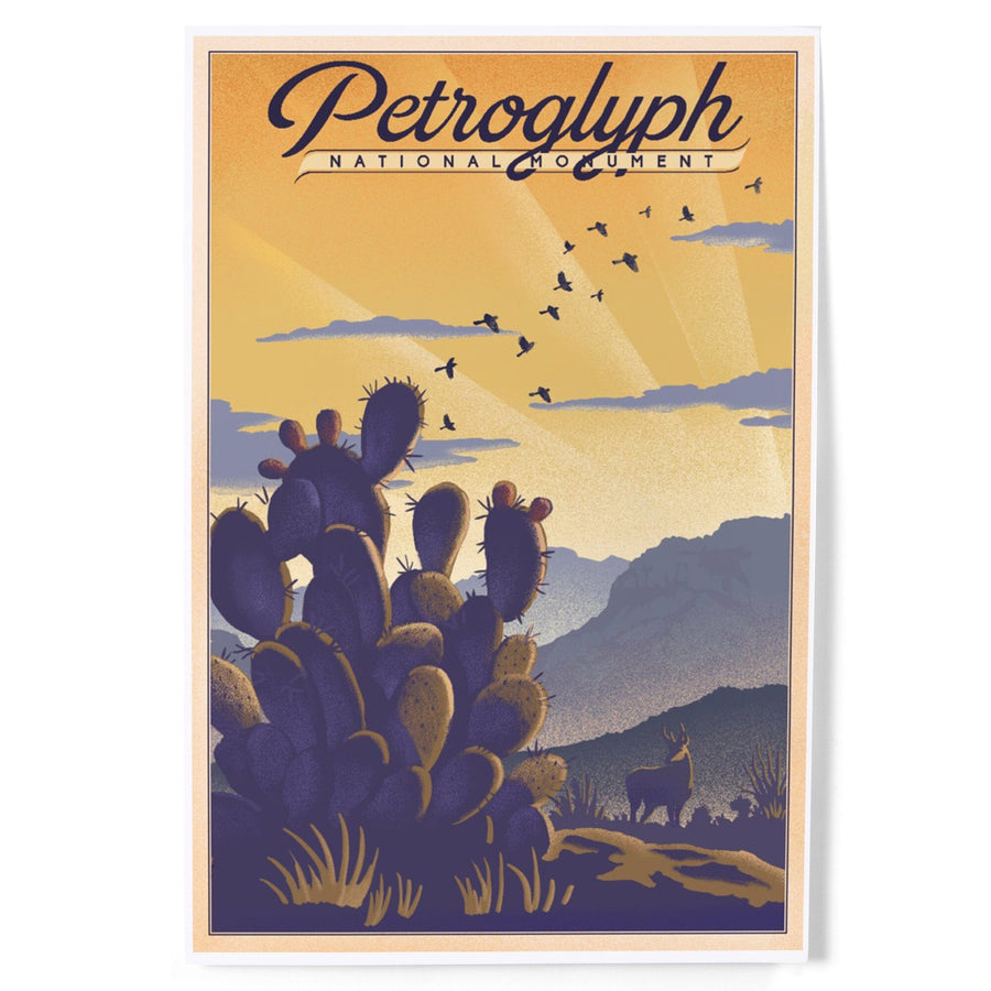Petroglyph National Monument, New Mexico, Cactus and Desert Scene, Litho, Art & Giclee Prints Art Lantern Press 