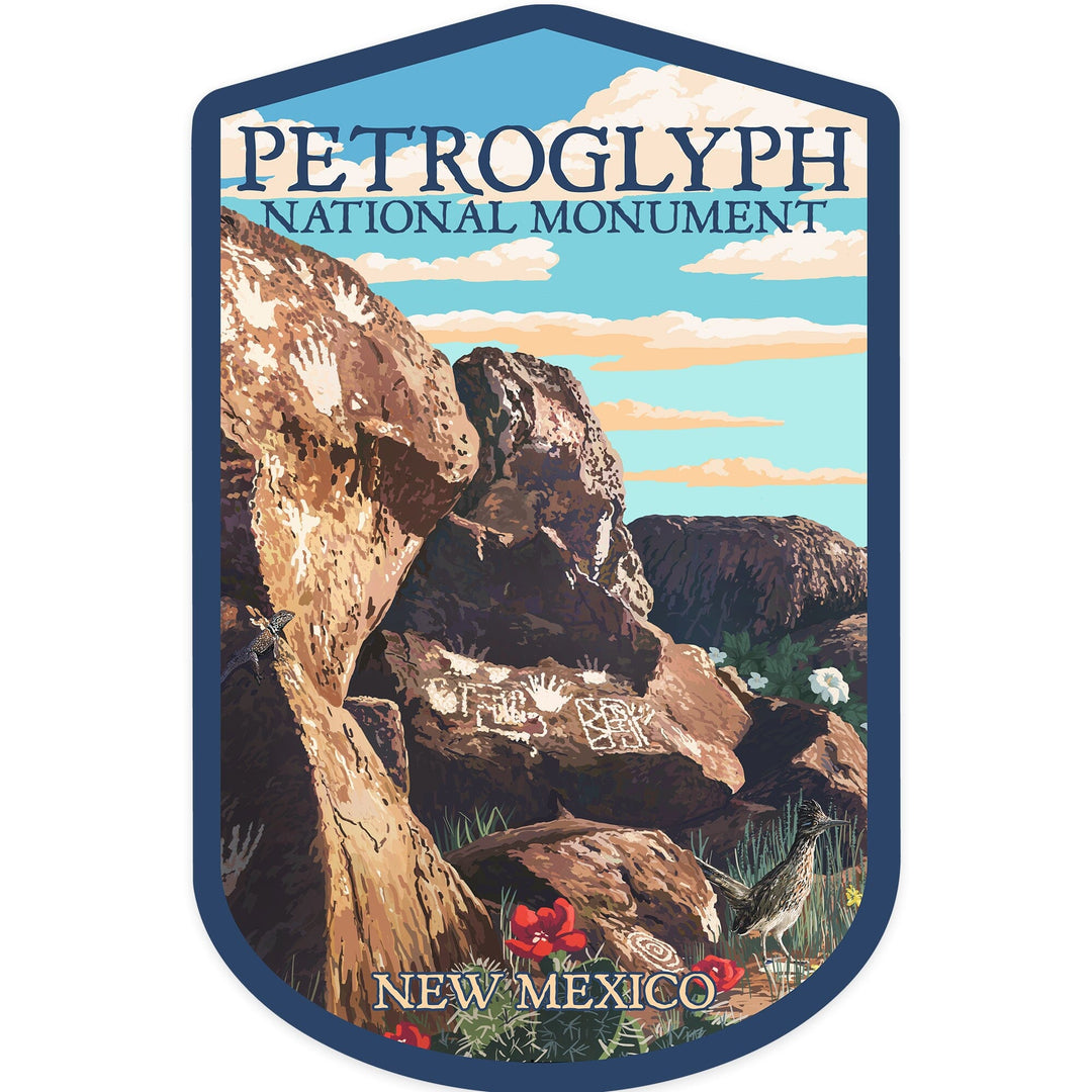 Petroglyph National Monument, New Mexico, Contour, Lantern Press Artwork, Vinyl Sticker Sticker Lantern Press 