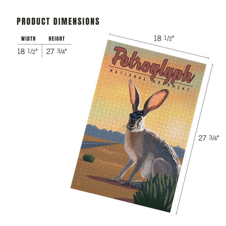 Petroglyph National Monument, New Mexico, Jackrabbit, Lithograph, Jigsaw Puzzle Puzzle Lantern Press 