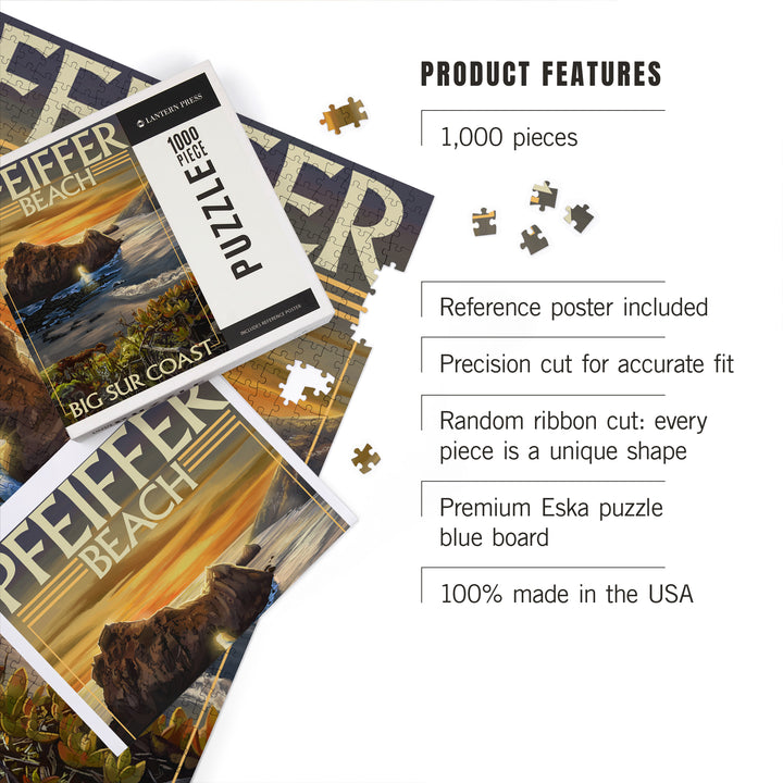 Pfeiffer Beach, California, Jigsaw Puzzle Puzzle Lantern Press 