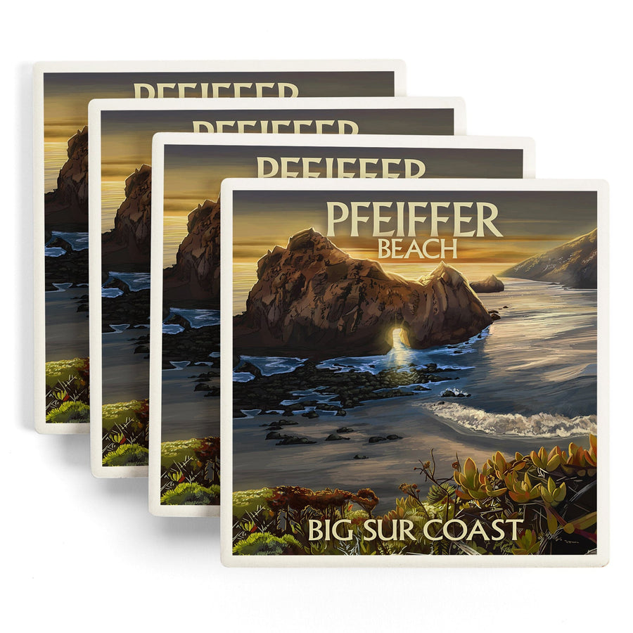 Pfeiffer Beach, California, Lantern Press Artwork, Coaster Set Coasters Lantern Press 