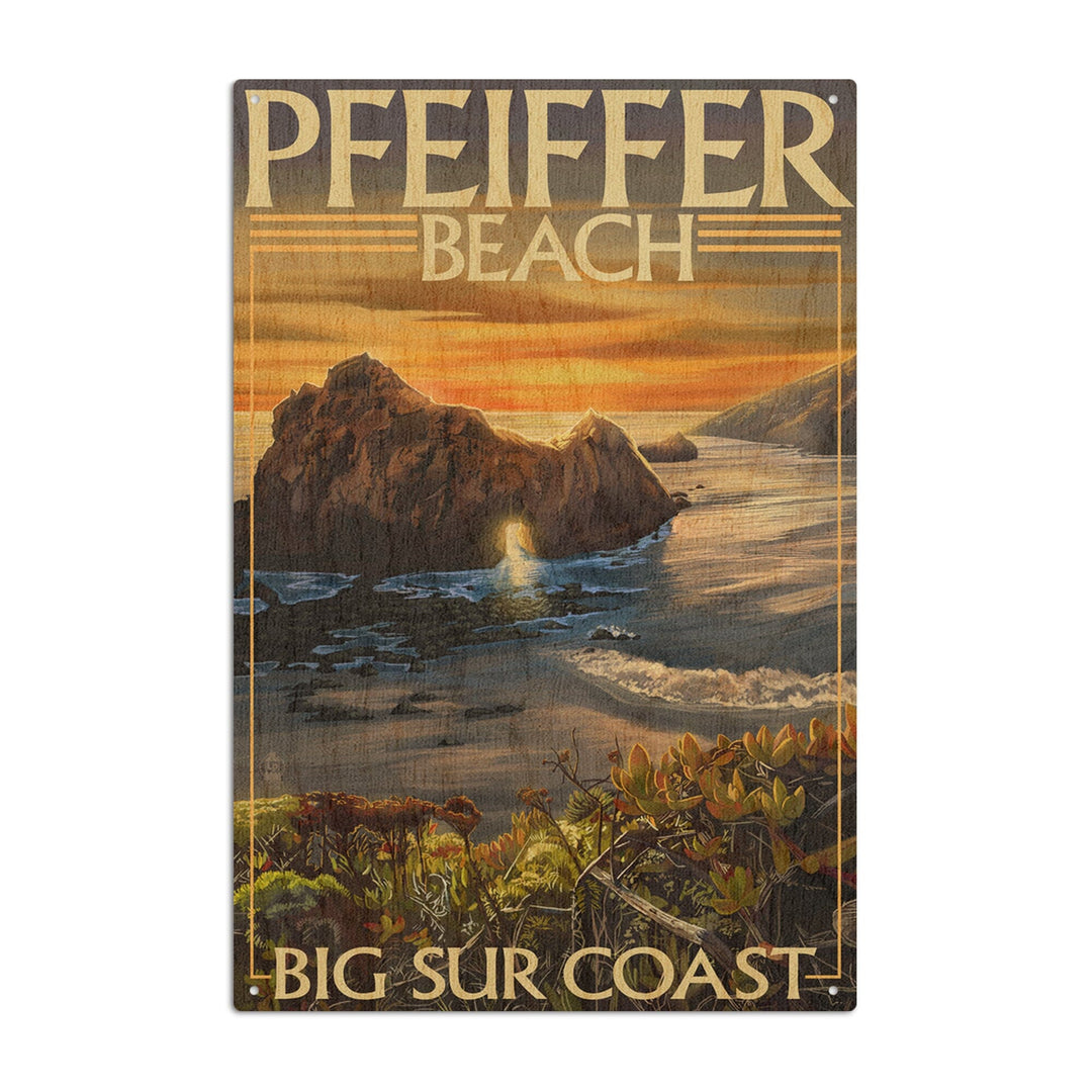 Pfeiffer Beach, California, Lantern Press Artwork, Wood Signs and Postcards Wood Lantern Press 10 x 15 Wood Sign 