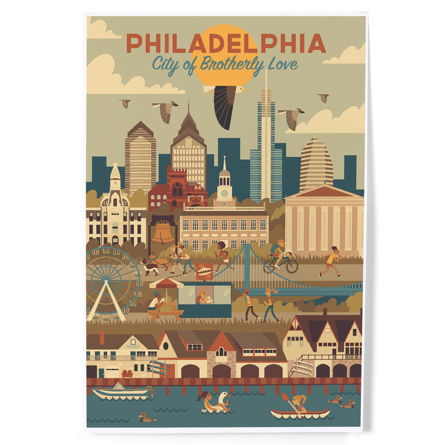 Philadelphia, Pennsylvania, City of Brotherly Love, Geometric City Series, Art & Giclee Prints Art Lantern Press 