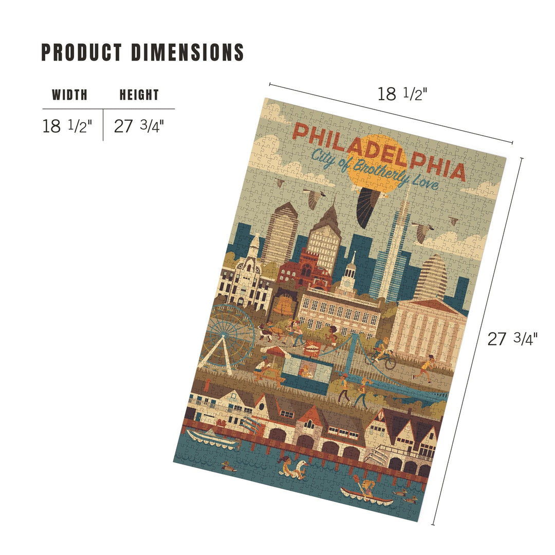 Philadelphia, Pennsylvania, City of Brotherly Love, Geometric City Series, Jigsaw Puzzle Puzzle Lantern Press 