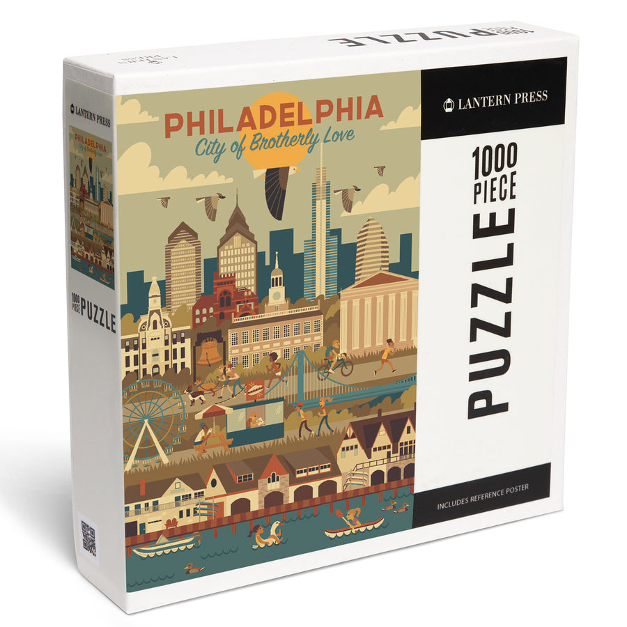 Philadelphia, Pennsylvania, City of Brotherly Love, Geometric City Series, Jigsaw Puzzle Puzzle Lantern Press 