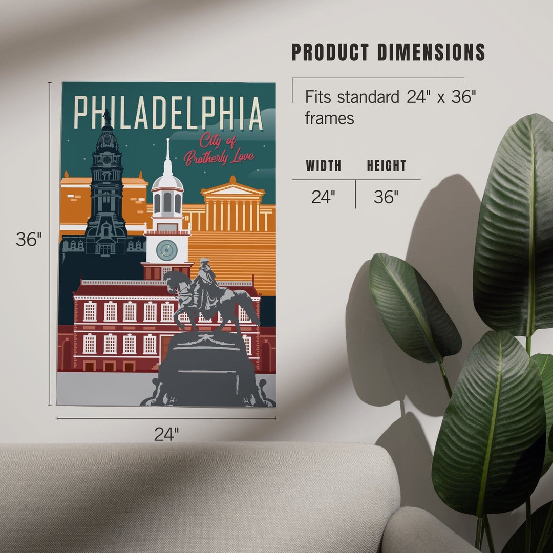 Philadelphia, Pennsylvania, City of Brotherly Love, Vector City, Art & Giclee Prints Art Lantern Press 