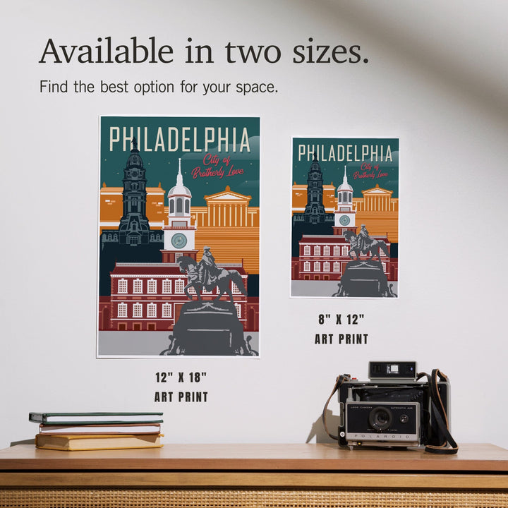 Philadelphia, Pennsylvania, City of Brotherly Love, Vector City, Art & Giclee Prints Art Lantern Press 