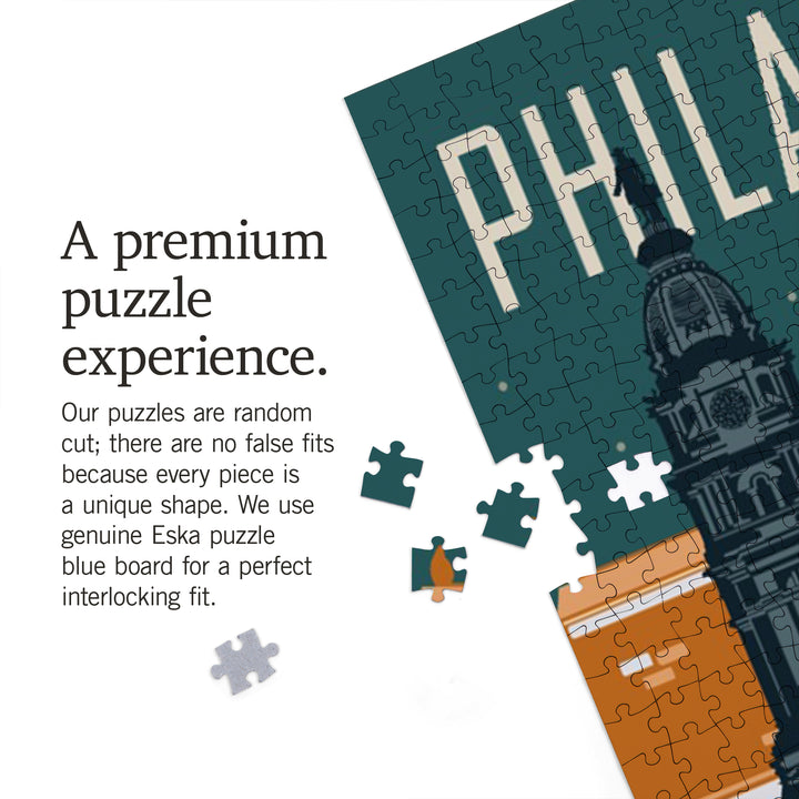 Philadelphia, Pennsylvania, City of Brotherly Love, Vector City, Jigsaw Puzzle Puzzle Lantern Press 
