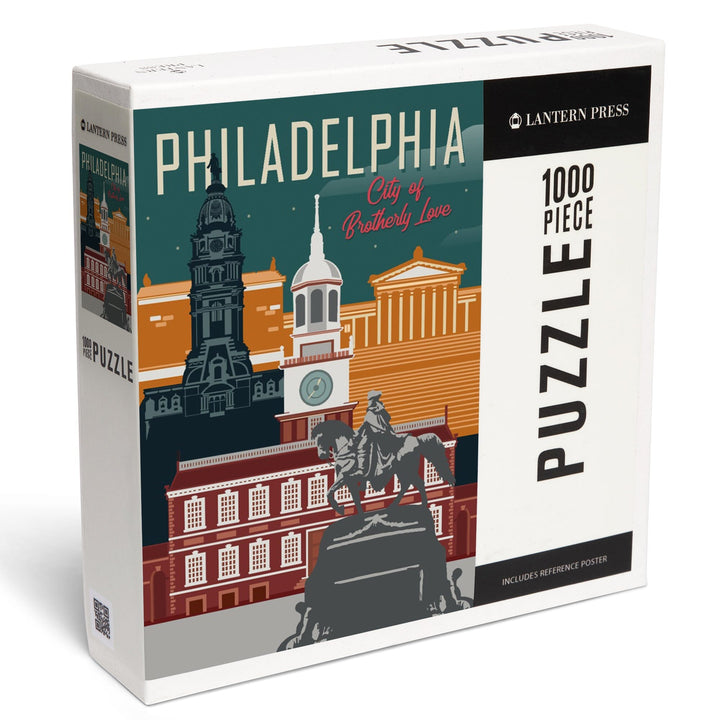 Philadelphia, Pennsylvania, City of Brotherly Love, Vector City, Jigsaw Puzzle Puzzle Lantern Press 
