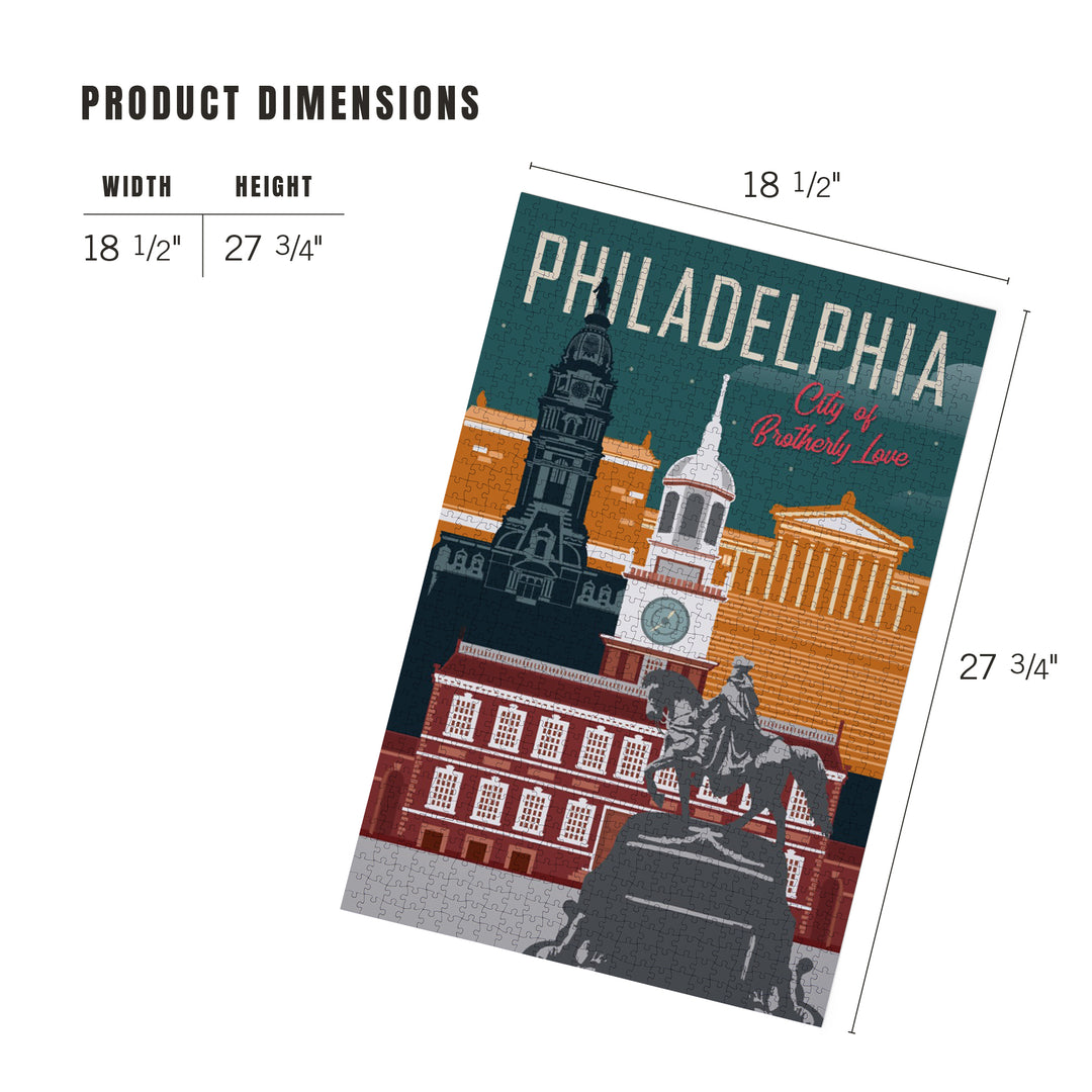 Philadelphia, Pennsylvania, City of Brotherly Love, Vector City, Jigsaw Puzzle Puzzle Lantern Press 