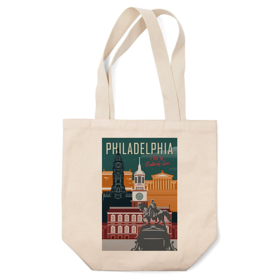 Philadelphia, Pennsylvania, City of Brotherly Love, Vector City, Lantern Press Artwork, Tote Bag Totes Lantern Press 