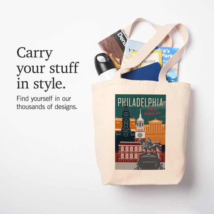 Philadelphia, Pennsylvania, City of Brotherly Love, Vector City, Tote Bag Totes Lantern Press 