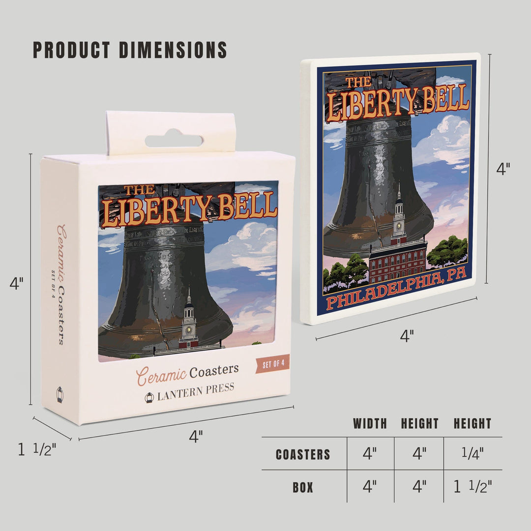 Philadelphia, Pennsylvania, Independence Hall and Liberty Bell, Coasters Coasters Lantern Press 