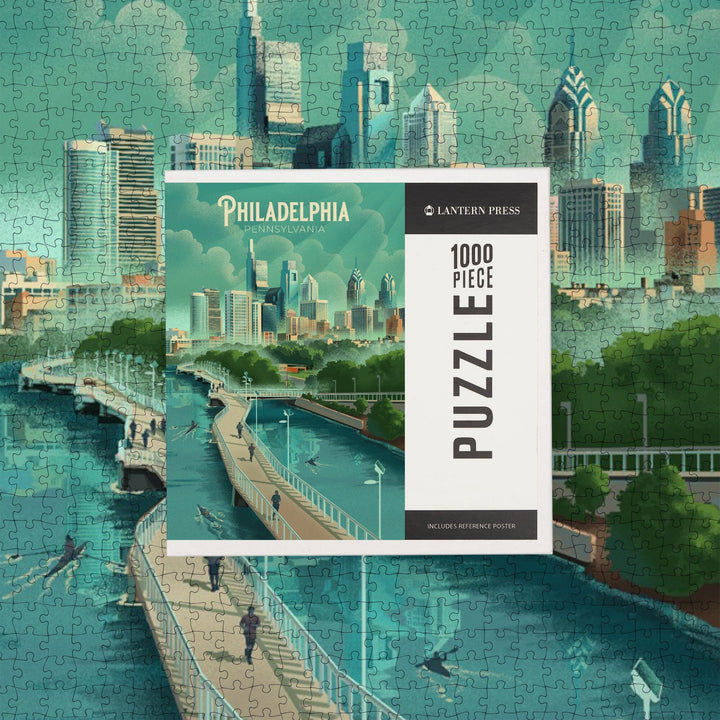 Philadelphia, Pennsylvania, Lithograph, City Series, Jigsaw Puzzle Puzzle Lantern Press 