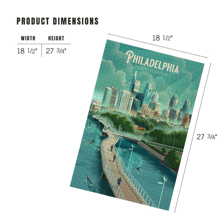 Philadelphia, Pennsylvania, Lithograph, City Series, Jigsaw Puzzle Puzzle Lantern Press 