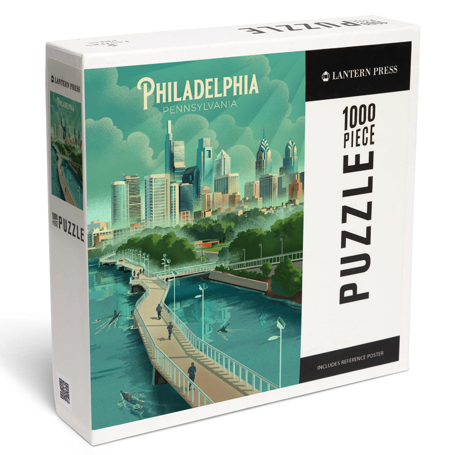 Philadelphia, Pennsylvania, Lithograph, City Series, Jigsaw Puzzle Puzzle Lantern Press 