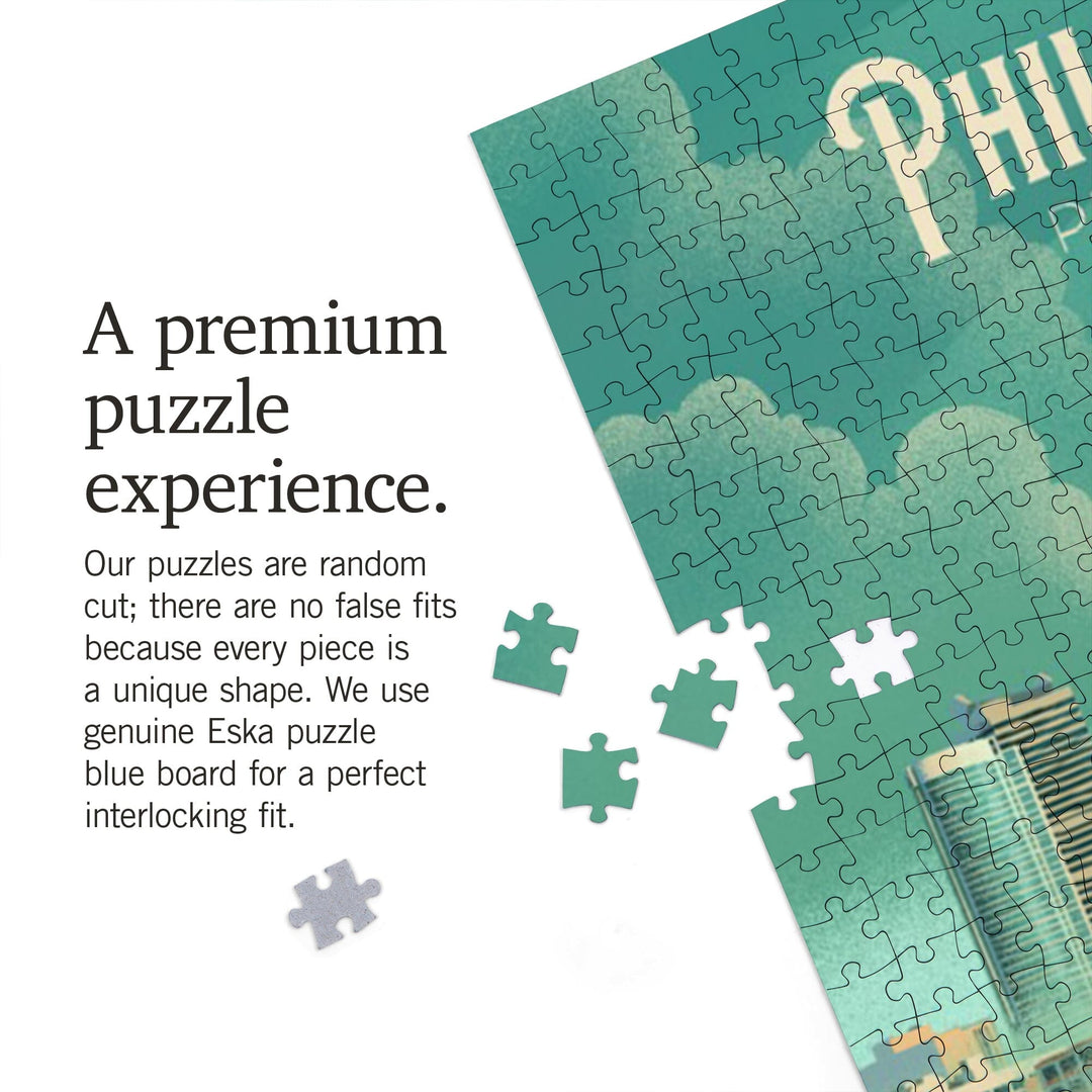 Philadelphia, Pennsylvania, Lithograph, City Series, Jigsaw Puzzle Puzzle Lantern Press 