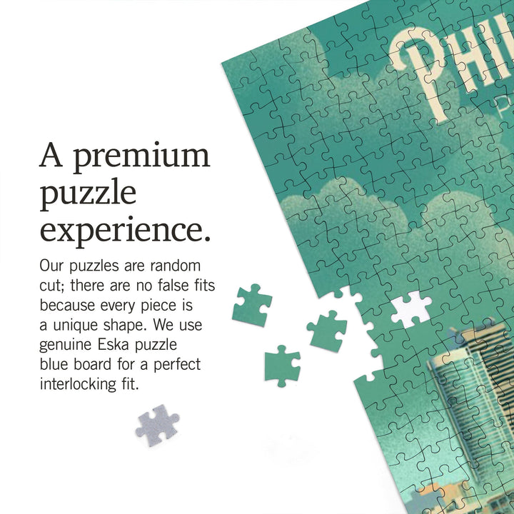 Philadelphia, Pennsylvania, Lithograph, City Series, Jigsaw Puzzle Puzzle Lantern Press 
