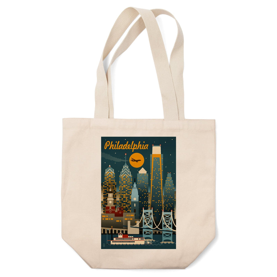 Philadelphia, Pennsylvania, ND, Retro Skyline, Tote Bag Totes Lantern Press 