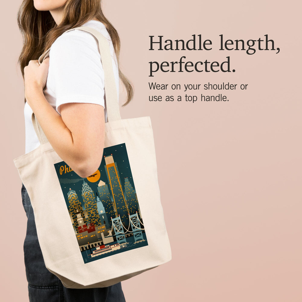 Philadelphia, Pennsylvania, ND, Retro Skyline, Tote Bag Totes Lantern Press 